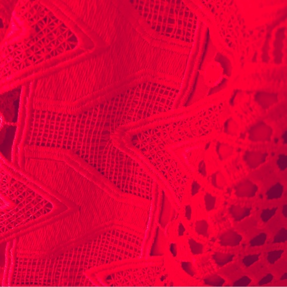 Adelyn Rae Lace Crochet Fit & Flare Dress - Red - Picture 11 of 12